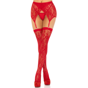 LEG AVENUE – COXAS DE RENDA E CINTO DE LIGAS VERMELHO