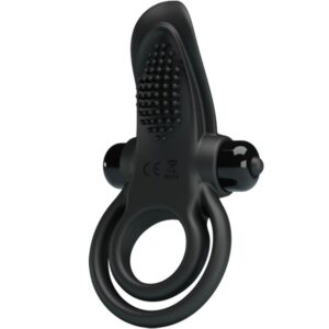 PRETTY LOVE – ANEL VIBRATÓRIO DUPLO + ESTIMULADOR DE CLITÓRIS 10 VIBRAÇÕES PRETO