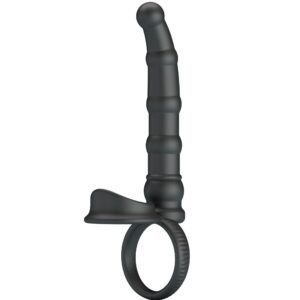 PRETTY LOVE – ANEL VIBRATÓRIO PARA PÊNIS TATUM COM PLUG 10 VIBRAÇÕES PRETO