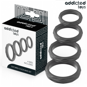 ADDICTED TOYS – CONJUNTO DE ANÉIS PENIANOS TEXTURIZADOS – 4 TAMANHOS