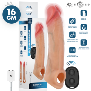 MR INTENSE – ARNOLD L CAPA PENIANA VIBRATÓRIA ULTRA-REALISTA COM CONTROLE REMOTO 16 CM -Ø- 4,5 CM