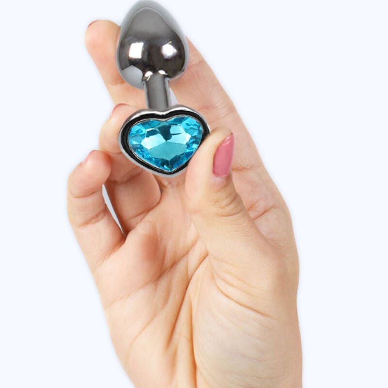 SECRETPLAY - PLUG ANAL DE METAL CORAO AZUL TAMANHO PEQUENO 7 CM - Image 3