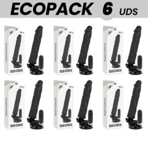 ECOPACK 6 UNIT – BASECOCK CONTROLE REMOTO VIBRADOR REALÍSTICO PRETO 21 CM -O- 4 CM