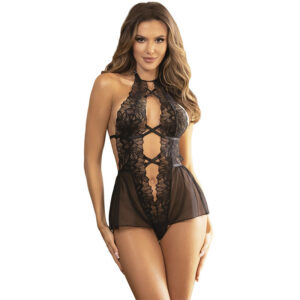 SUBBLIME – TEDDY HALTER NECK BARE BACK LACE PRETO L/XL
