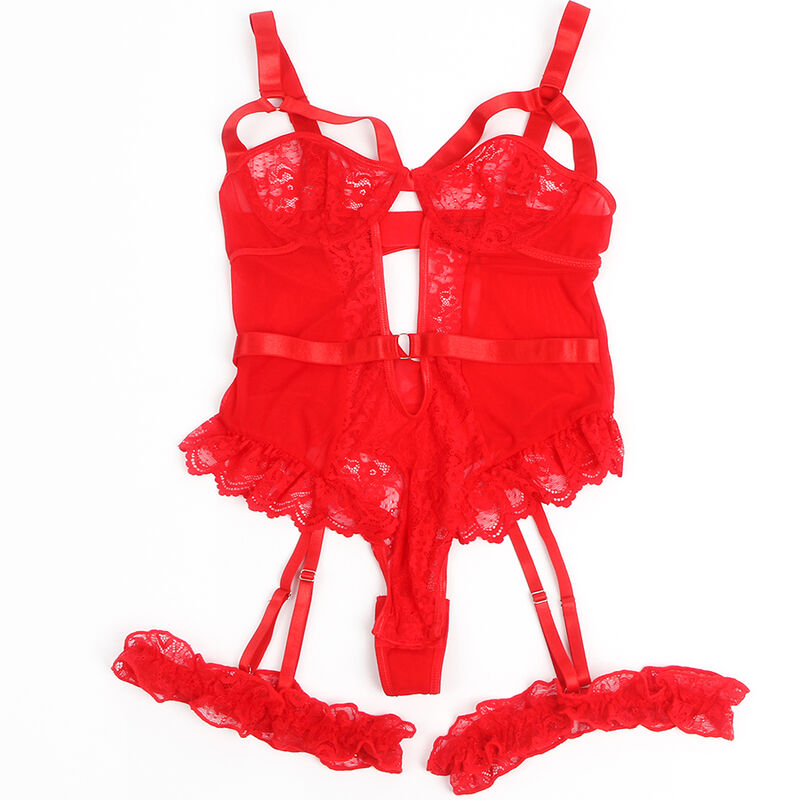 SUBBLIME - TEDDY COM LIGA COM DETALHE RENDA E TIRAS VERMELHA L/XL - Image 3