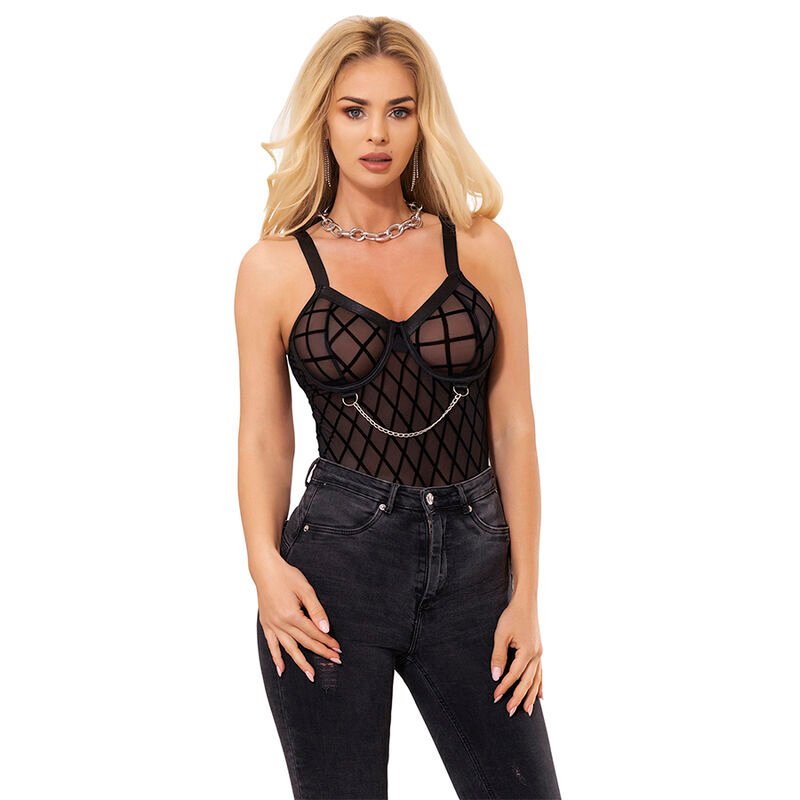 SUBBLIME - 9542277 BODY COM CORRENTES + CINTO-LIGA PRETO L/XL - Image 4
