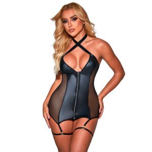 SUBBLIME – 954451 VESTIDO SEXY DE MALHA COURO PRETO L/XL