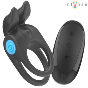 INTENSE – SAM VIBRADOR ANEL DUPLO PENIS 10 VIBRAÇÕES PRETO