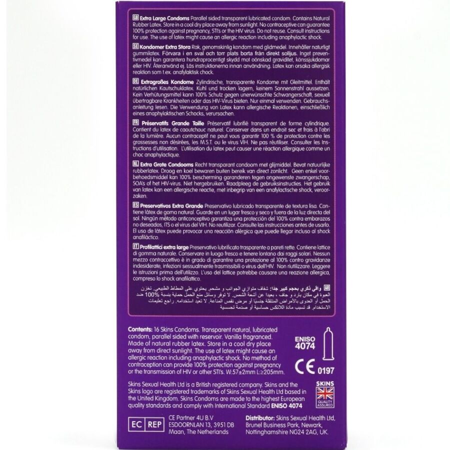 SKINS - PRESERVATIVOS EXTRA GRANDE PREMIUM PACOTE COM 16 - Image 4