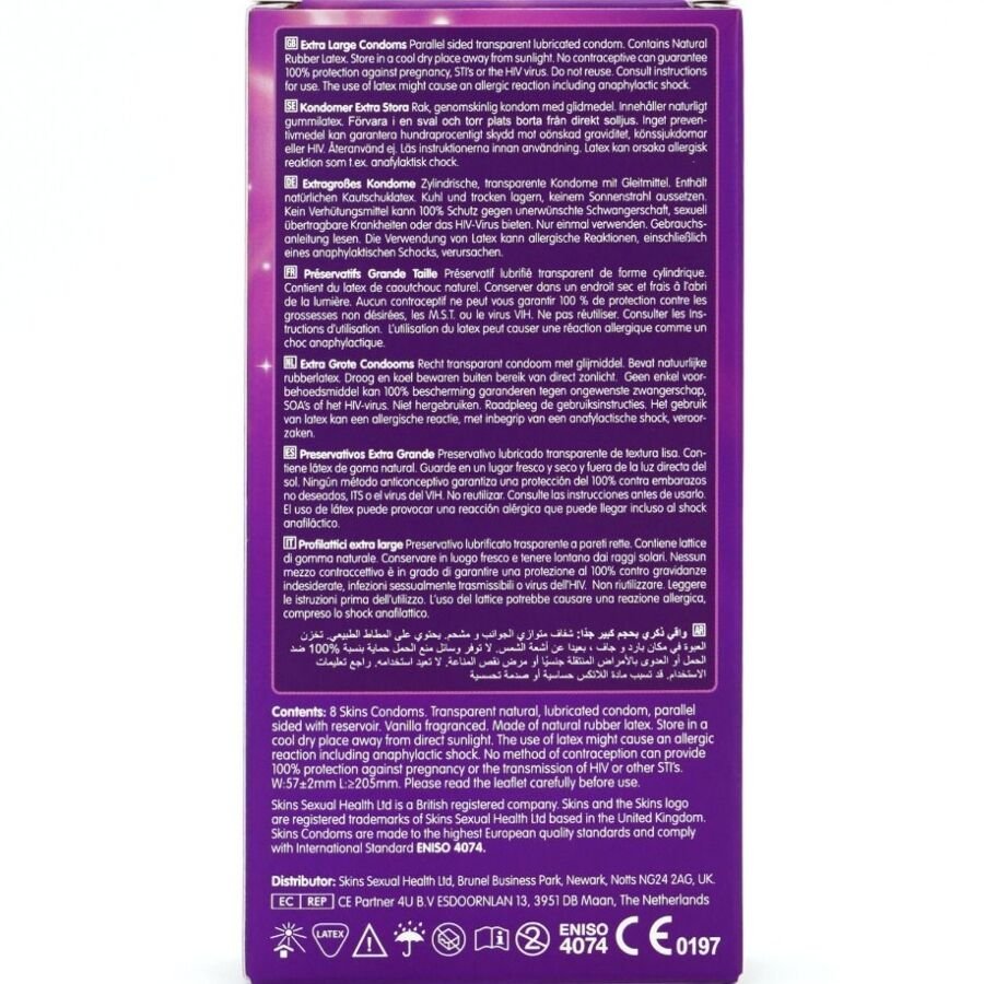 SKINS - PRESERVATIVOS EXTRA GRANDE PREMIUM PACOTE COM 8 - Image 4