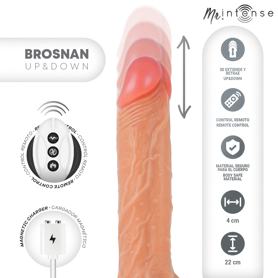 MR INTENSE - BROSNAN REALISTA MULTIFUNCIONAL COM VIBRAÇÃO, CONTROLE REMOTO PARA CIMA E PARA BAIXO, 22 CM - OU - 4 CM - Image 2