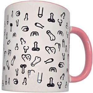 DIABLO PICANTE – CANECA PÊNIS BRANCA COM ALÇA ROSA 370 M
