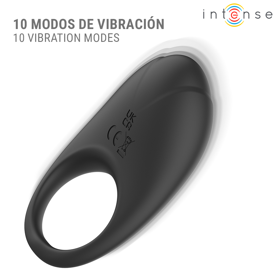 INTENSE - MERLOTTE ANILLO VIBRADOR CON ESTIMULACIÓN DE CLÍTORIS NEGRO - Image 5
