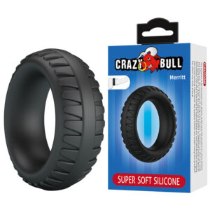 CRAZY BULL – ANEL PENIANO DE SILICONE TEXTURIZADO MERRITT PRETO