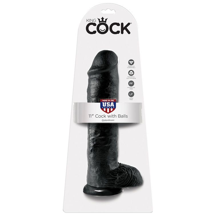 KING COCK - DILDO PRETO COM BOLAS 28 CM - Image 5