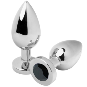 METAL HARD – PLUG ANAL DIAMANTE PRETO MÉDIO 7,62CM