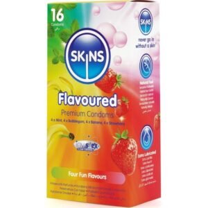 SKINS – PRESERVATIVOS PREMIUM MULTI SABORES PACOTE COM 16
