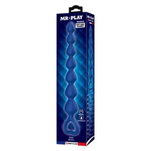 MR PLAY – BOLINHAS ANAL DE SILICONE AZUIS E PLUG ANAL 26,7 CM