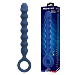 MR PLAY – BOLINHAS ANAL DE SILICONE AZUIS E PLUG ANAL – Ø – 3,4 CM – 28,5 CM