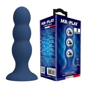 MR PLAY – PLUG ANAL COM BOLINHAS DE METAL E VENTOSA AZUL