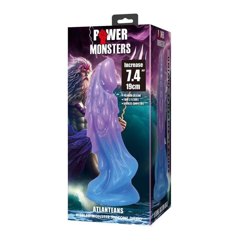 POWER MONSTERS - DILDO REALISTA ATLANTEANS COM VENTOSA 19 CM Ø 5 CM AZUL E ROXO - Image 3
