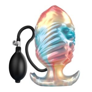 POWER MONSTERS – PLUG ANAL INFLÁVEL FANTASIA TRICOLOR LEVIATHAN DE ÉBANO 18 CM