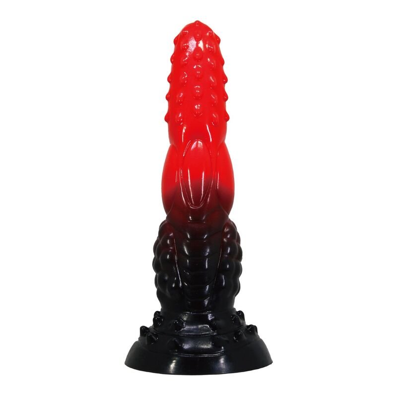 POWER MONSTERS - DILDO DE FANTASIA DRAGÃO DE FOGO COM VENTOSA 24,5 CM Ø 5,8 CM VERMELHO E PRETO - Image 3
