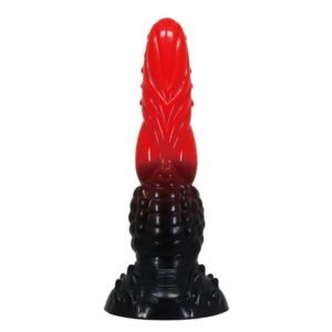 POWER MONSTERS – DILDO DE FANTASIA DRAGÃO DE FOGO COM VENTOSA 24,5 CM Ø 5,8 CM VERMELHO E PRETO
