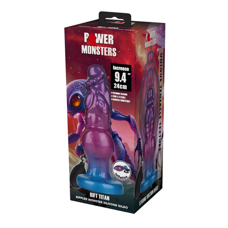 POWER MONSTERS - RIFT TITAN BICOLOR DILDO DE SILICONE INFLÁVEL FANTASIA 24 CM Ø 5 CM - Image 2