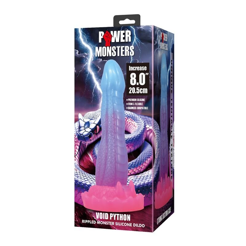 POWER MONSTERS - DILDO FANTASIA VOID PYTHON COM VENTOSA 20,5 CM Ø 5,2 CM AZUL, ROXO E ROSA - Image 2