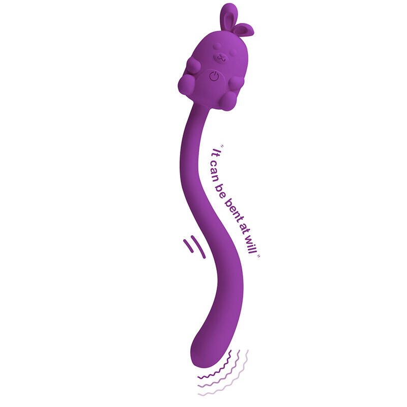 PRETTY LOVE - BASTÃO VIBRADOR FLEXÍVEL COM COELHINHO FOFO, RECARREGÁVEL VIA USB, ROXO - Image 5