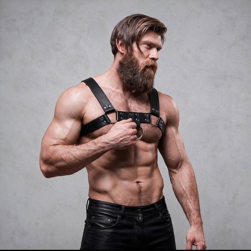 FETISH SUBMISSIVE ATTITUDE - ARNÊS DE PEITO DE COURO ECOLÓGICO MASCULINO - Image 7