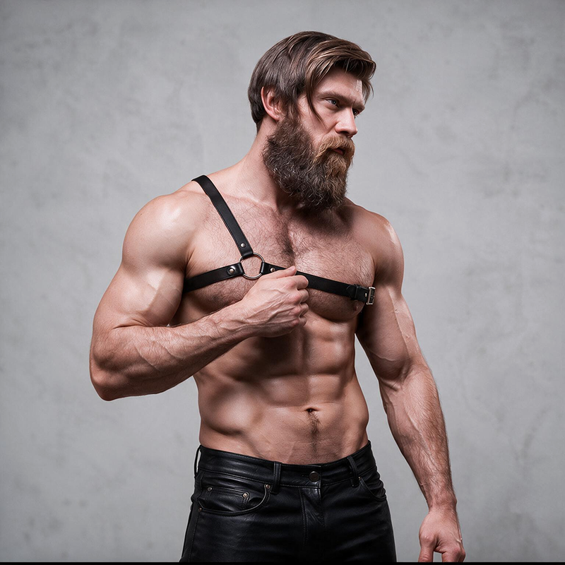 FETISH SUBMISSIVE - ATTITUDE MENS CROSSED SHOULDER ECO LEATHER ARNESS - Image 7