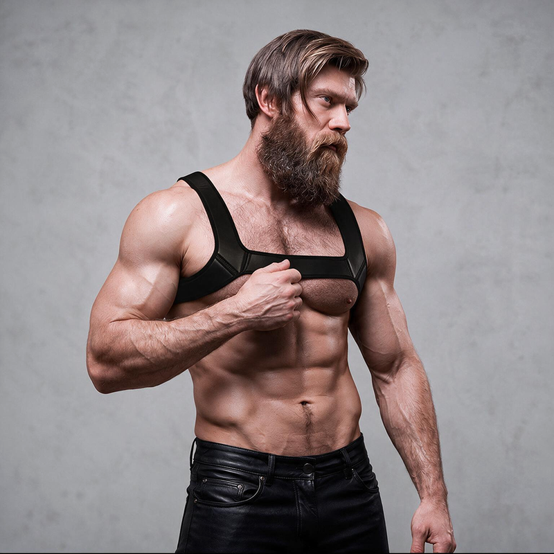 FETISH SUBMISSIVE ATTITUDE - ARNÊS DE PEITO NEOPRENE PARA HOMENS TAMANHO L - Image 7
