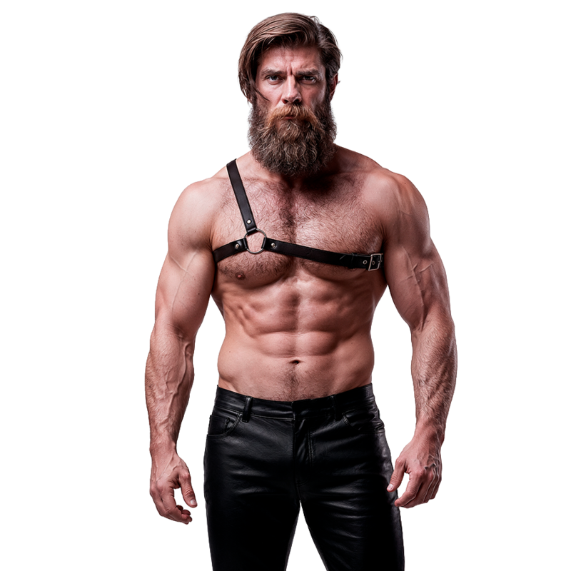 FETISH SUBMISSIVE - ATTITUDE MENS CROSSED SHOULDER ECO LEATHER ARNESS - Image 5
