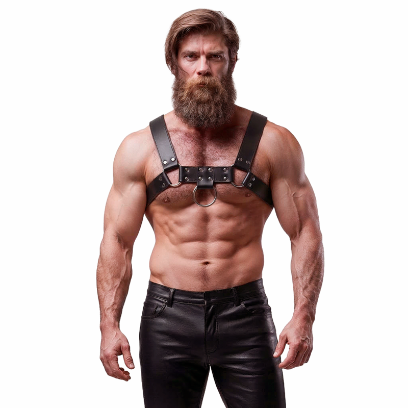 FETISH SUBMISSIVE ATTITUDE - ARNÊS DE PEITO DE COURO ECOLÓGICO MASCULINO - Image 5