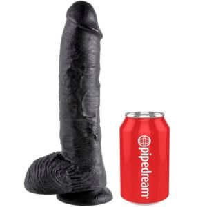 KING COCK – DILDO PRETO COM BOLAS 25.4 CM