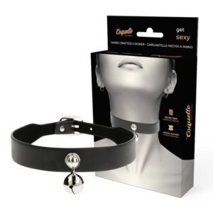 COQUETTE CHIC DESIRE – COLAR DE COURO VEGANO MULHER ACESSÓRIO DE CHOCALHO