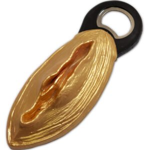DIABLO PICANTE – ABRIDOR PRETO DOURADO EM FORMA DE VAGINA