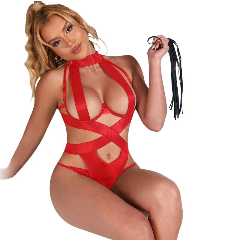 SUBBLIME - SEXY HALTER BODY COM ARNÊS VERMELHO L/XL - Image 4