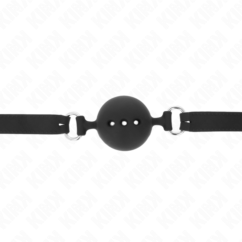 KINK - MORDAÇA COMPLETA DE SILICONE 55 x 2 CM COM BOLA DE 4,5 CM TAMANHO M PRETO AJUSTÁVEL 35-51 CM - Image 4