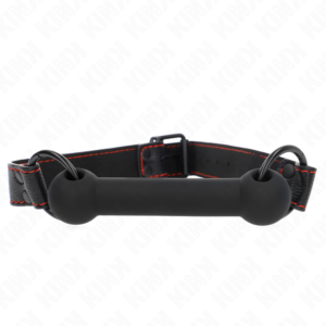 KINK – MORDAÇA DE OSSO COM ALÇA DE COURO PRETA AJUSTÁVEL 41-57 CM