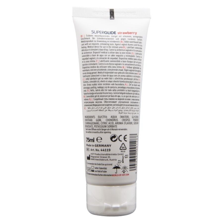HOT - SUPERGLIDE LUBRIFICANTE COMESTÍVEL À BASE DE ÁGUA MORANGO 75 ML - Image 2