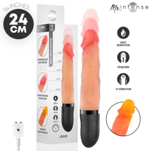 MR INTENSE – VIBRADOR JEAN UP&DOWN DE SILICONE COM EFEITO DE CALOR 24 CM -Ø- 3,8 CM
