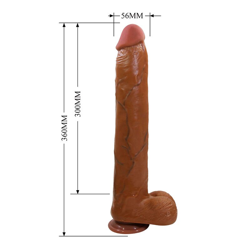 PRETTY LOVE - DANY DILDO FLEXÍVEL REALISTA COM VENTOSA 36 CM -Ø- 5,6 CM MARROM - Image 5