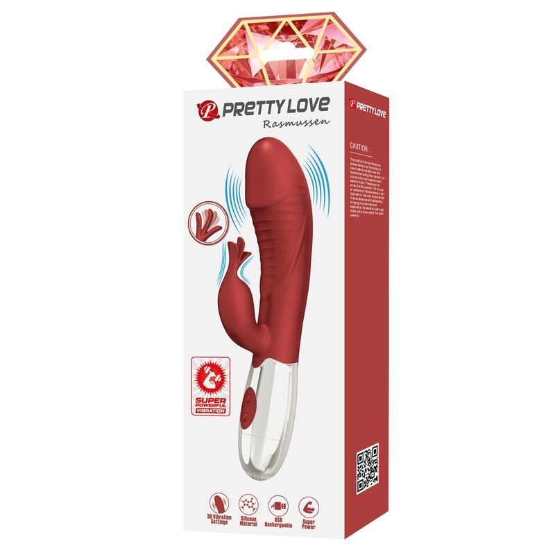 PRETTY LOVE - VIBRADOR COELHO DE JACARANDÁ 30 FUNÇÕES RECARREGÁVEL VIA USB VERMELHO - Image 3