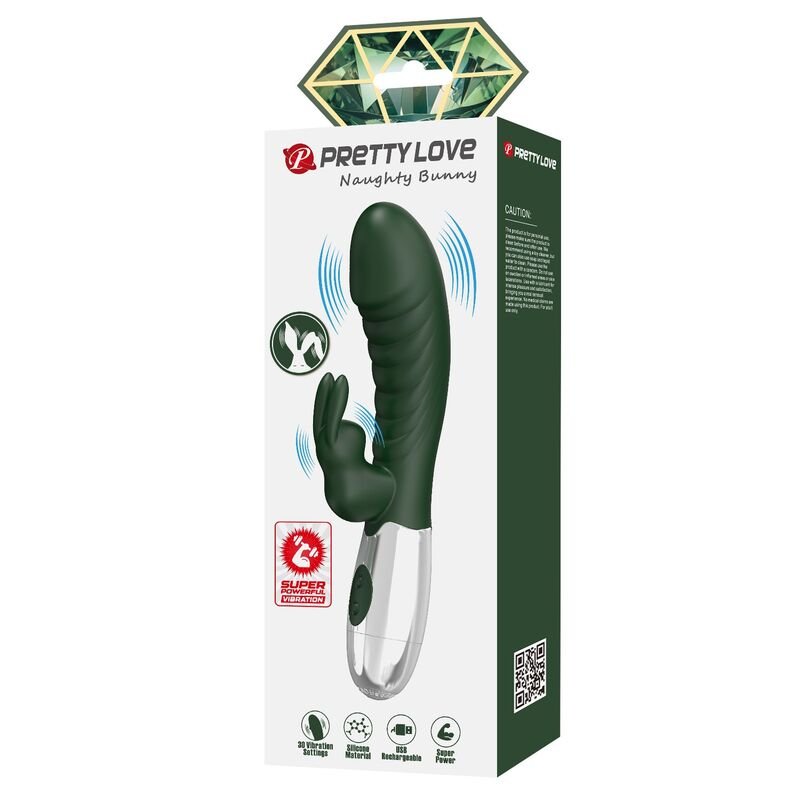 PRETTY LOVE - VIBRADOR COELHINHO NAUGHTY 30 FUNÇÕES RECARREGÁVEL VIA USB VERDE - Image 3