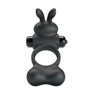 PRETTY LOVE – ANEL PENIANO VIBRATÓRIO COM ESTIMULADOR DE COELHINHO, 10 FUNÇÕES, PRETO