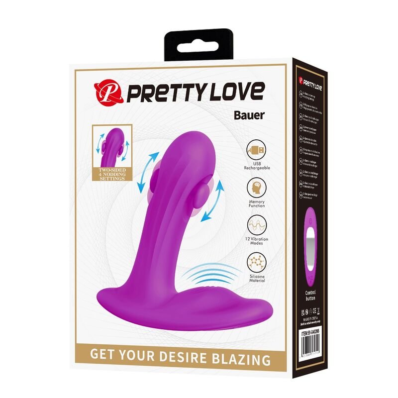 PRETTY LOVE - MASSAGEADOR DE PRÓSTATA RECARREGÁVEL BAUER COM 12 MODOS - ROXO - Image 3