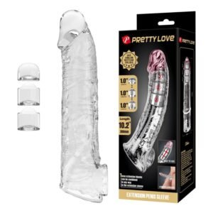 PRETTY LOVE – CAPA EXTENSORA DE PÊNIS AJUSTÁVEL 26 CM Ø 4 CM TRANSPARENTE